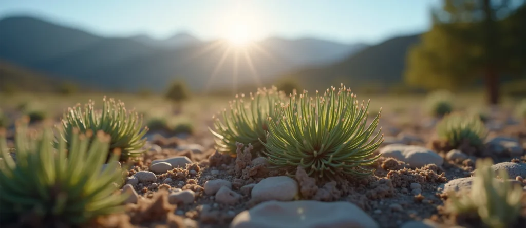 Symbolizing Seed/New Beginning: A local Indian Paintbrush sprouting sagebrush seedling. - AI Generated