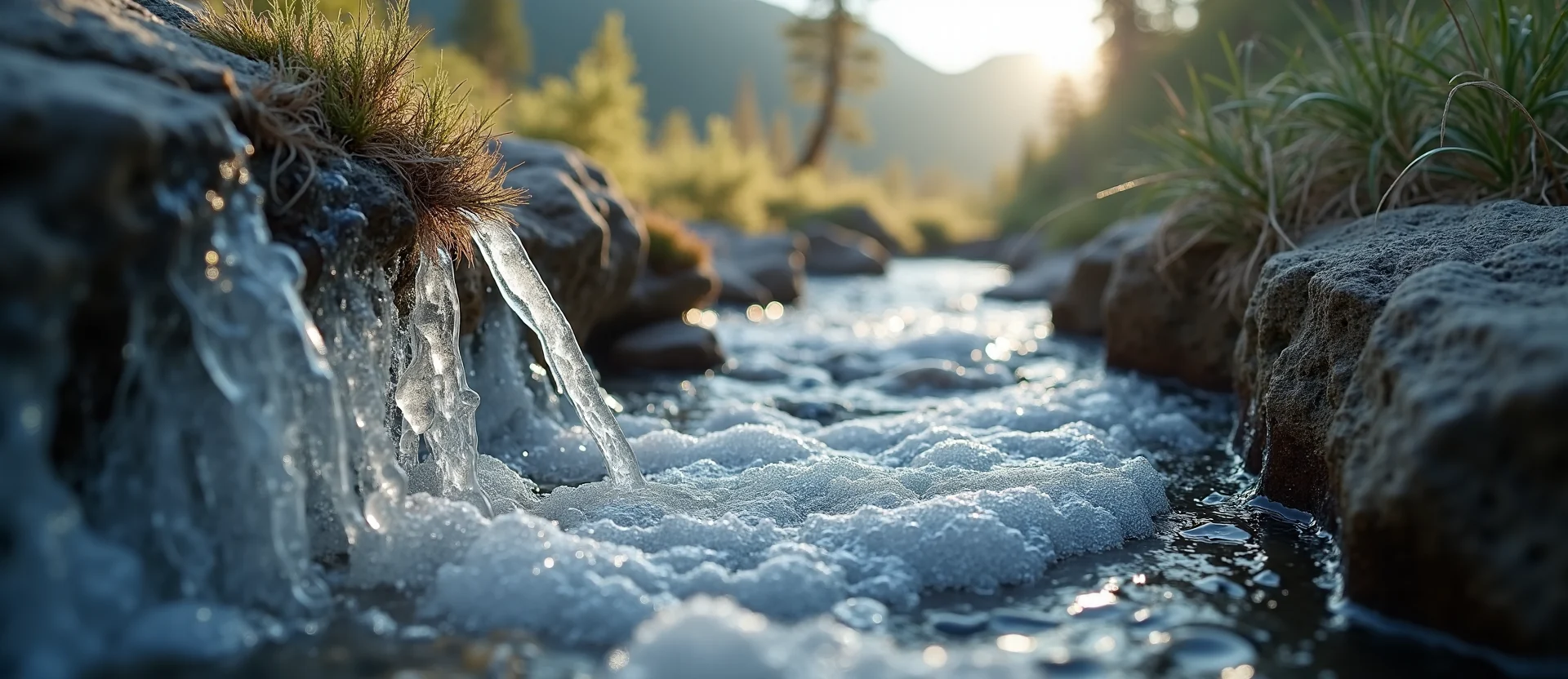 Symbolizing Flow/Cleansing: A local Quaking Aspen babbling mountain creek. - AI Generated