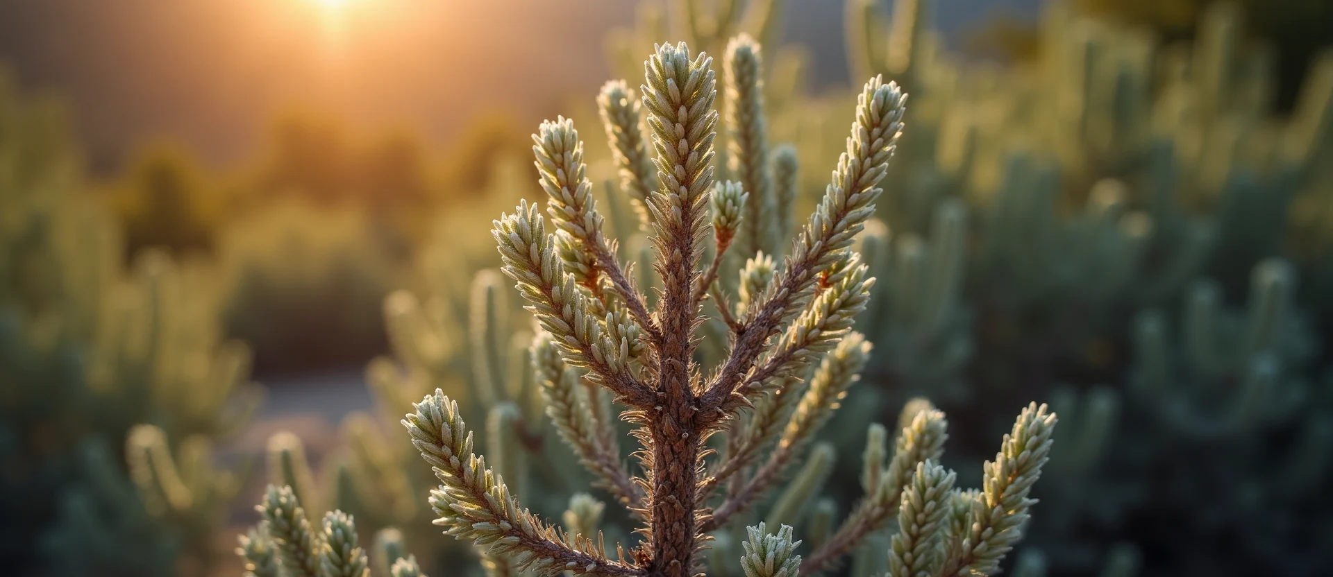 Symbolizing Growth/Resilience: A local Sagebrush (Artemisia tridentata) new branch reaching for the sky. - AI Generated