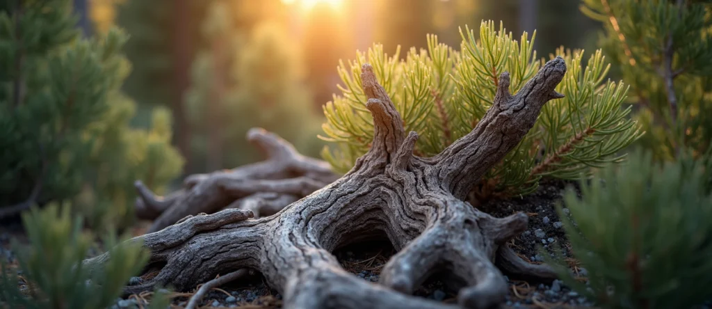Symbolizing Growth/Resilience: A local Sierra Juniper gnarled juniper roots. - AI Generated