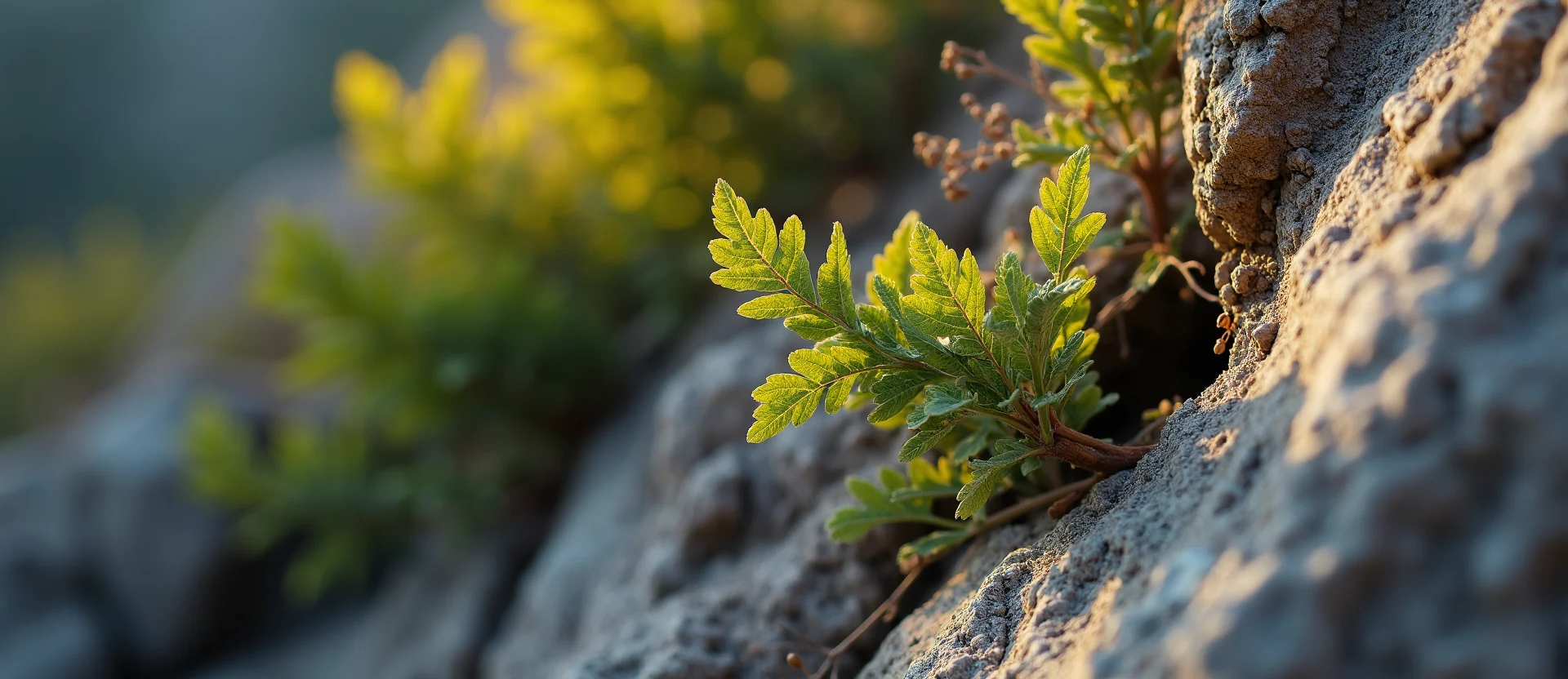 Symbolizing Growth/Resilience: A local Desert Peach tree growing out of a rock cleft. - AI Generated