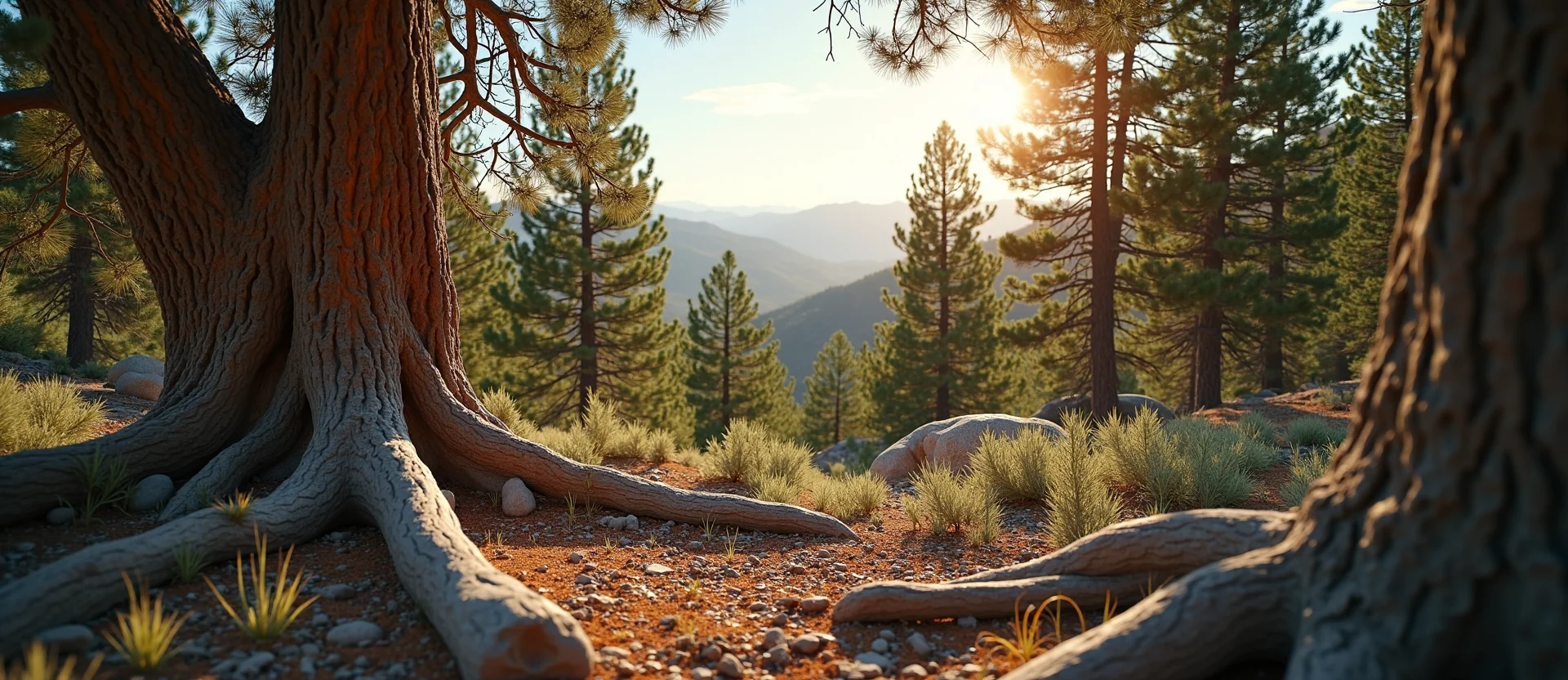 Symbolizing Growth/Resilience: A local Desert Peach gnarled juniper roots. - AI Generated