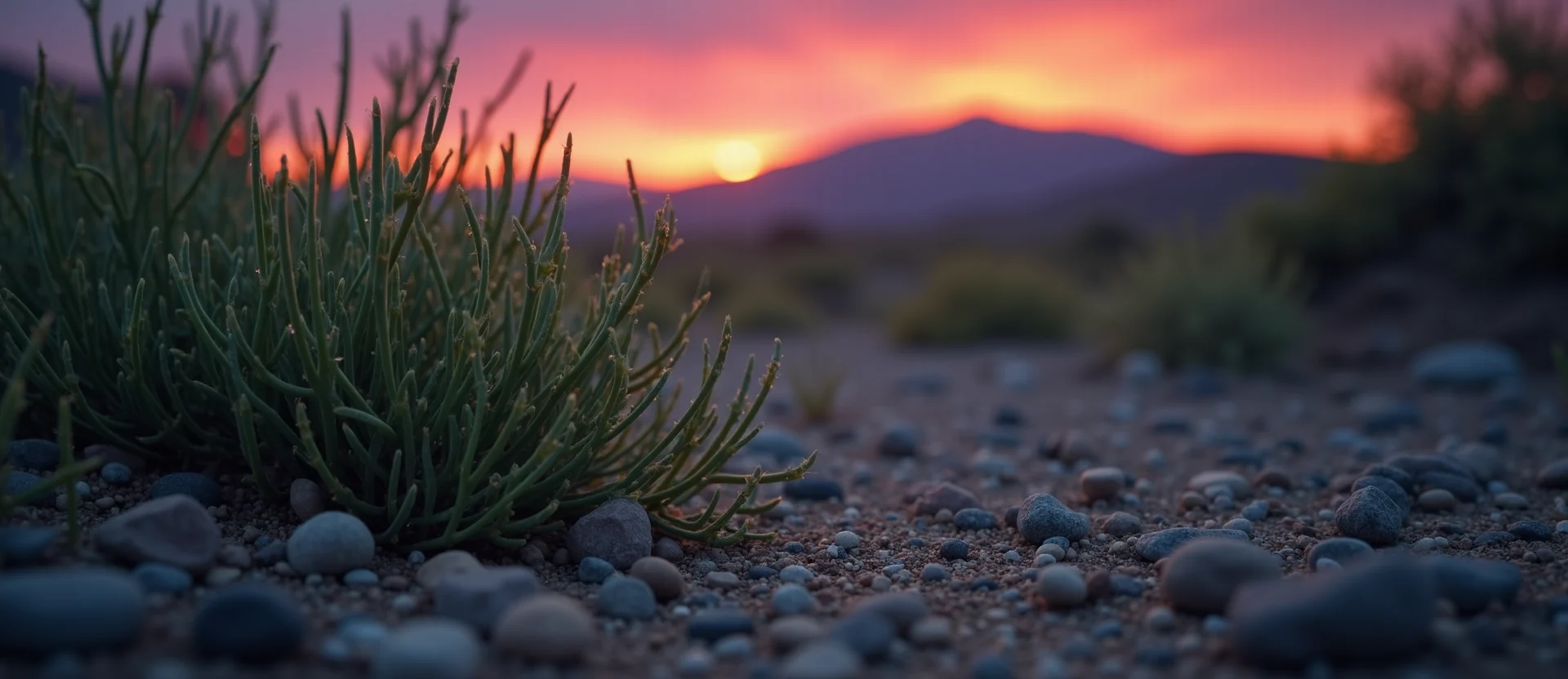 Symbolizing Flow/Cleansing: A local Sagebrush (Artemisia tridentata) raindrops on desert leaves. - AI Generated