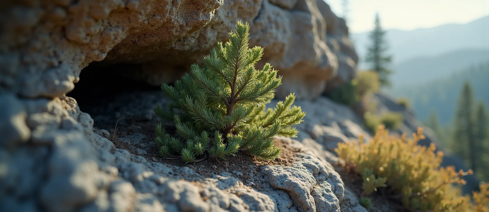 Symbolizing Growth/Resilience: A local Indian Paintbrush tree growing out of a rock cleft. - AI Generated