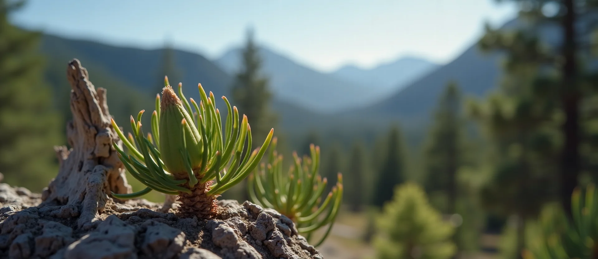 Symbolizing Seed/New Beginning: A local Mountain Mahogany new green bud on a branch. - AI Generated