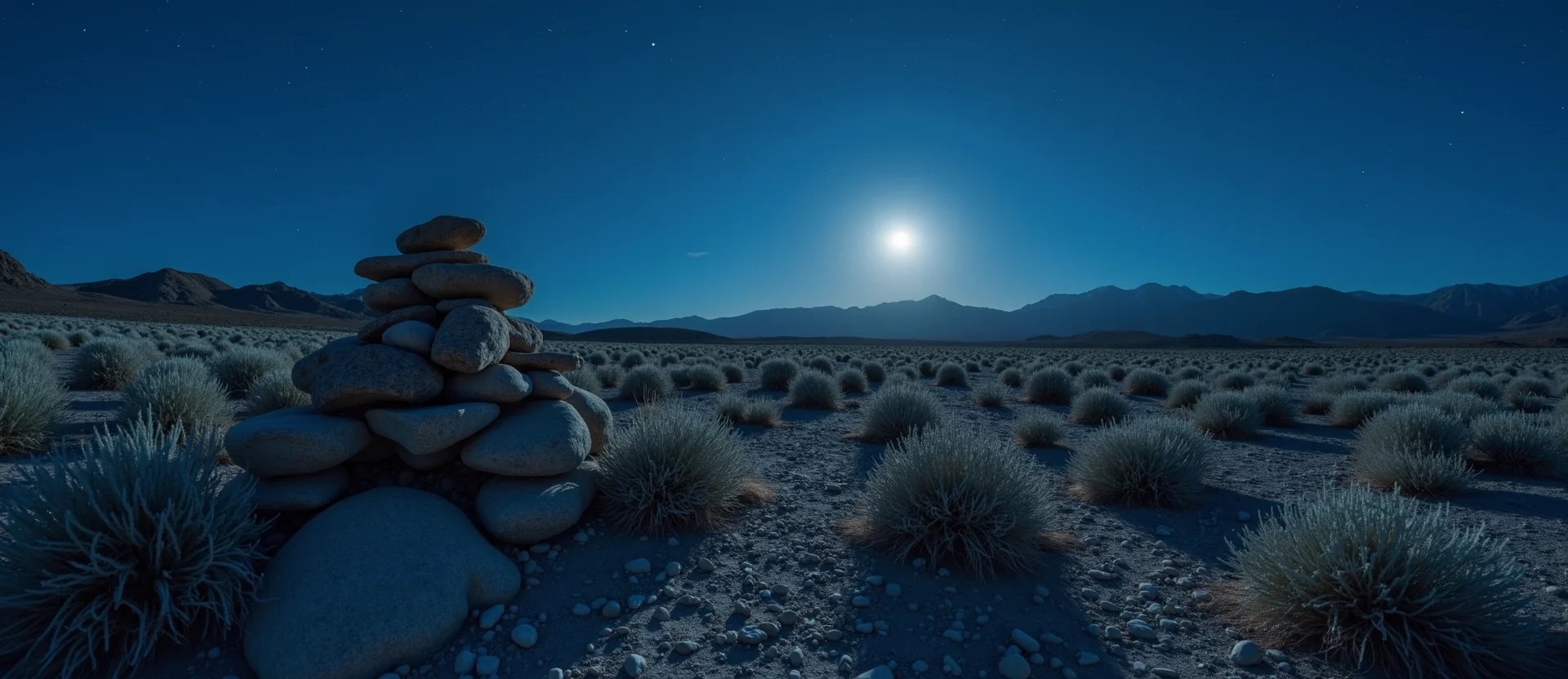 Symbolizing Stability/Peak: A local Desert Peach ancient rock cairn. - AI Generated