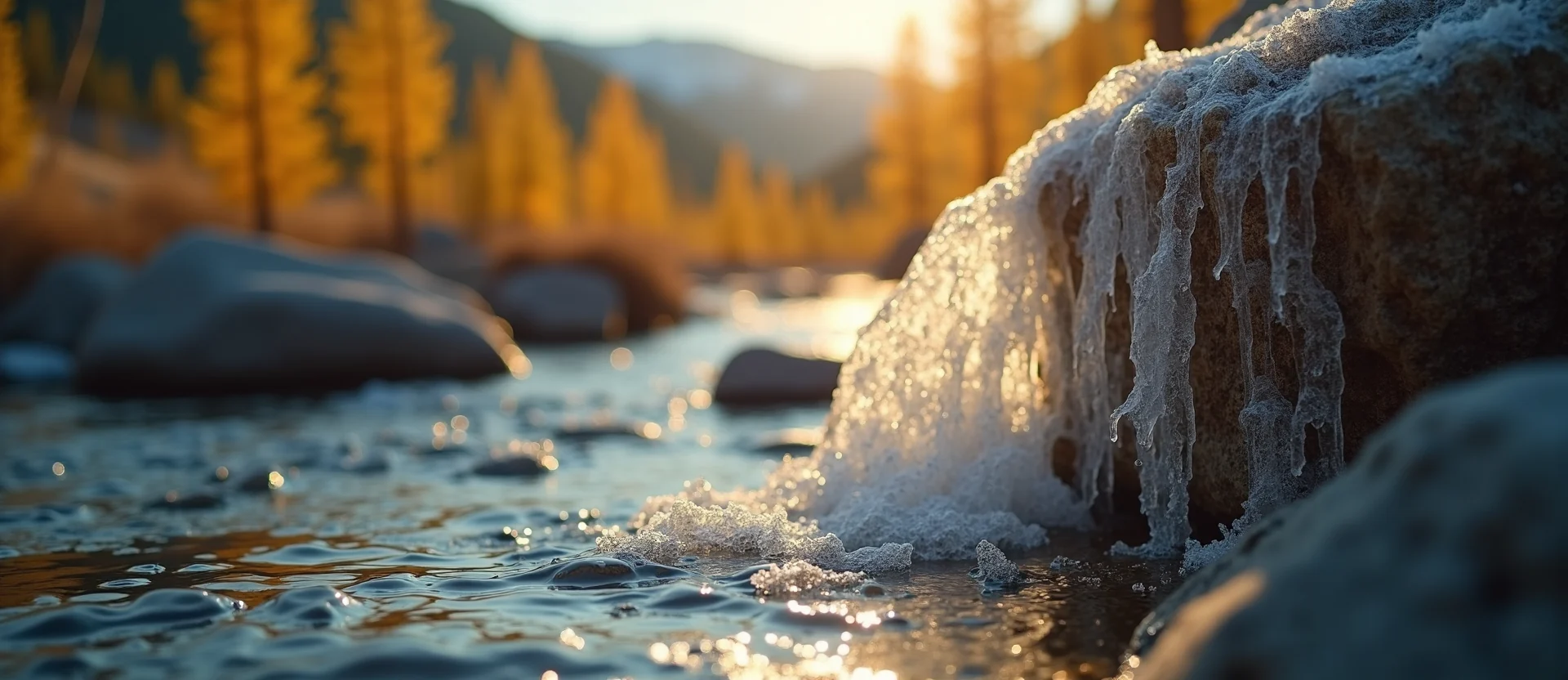 Symbolizing Flow/Cleansing: A local Quaking Aspen clear cold snowmelt stream. - AI Generated