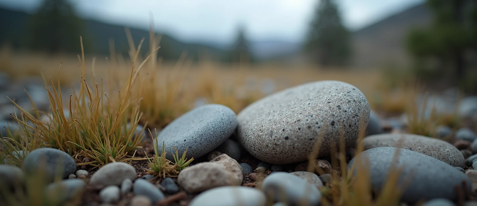 Symbolizing Flow/Cleansing: A local Bitterbrush smooth Truckee river stones. - AI Generated