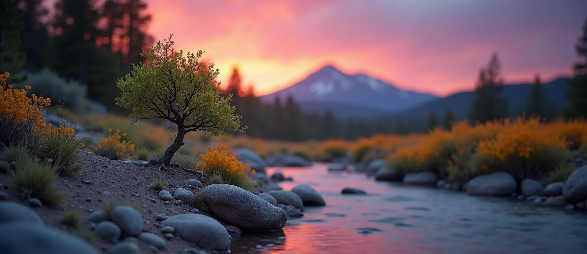 Symbolizing Growth/Resilience: A local Indian Paintbrush tree growing out of a rock cleft. - AI Generated