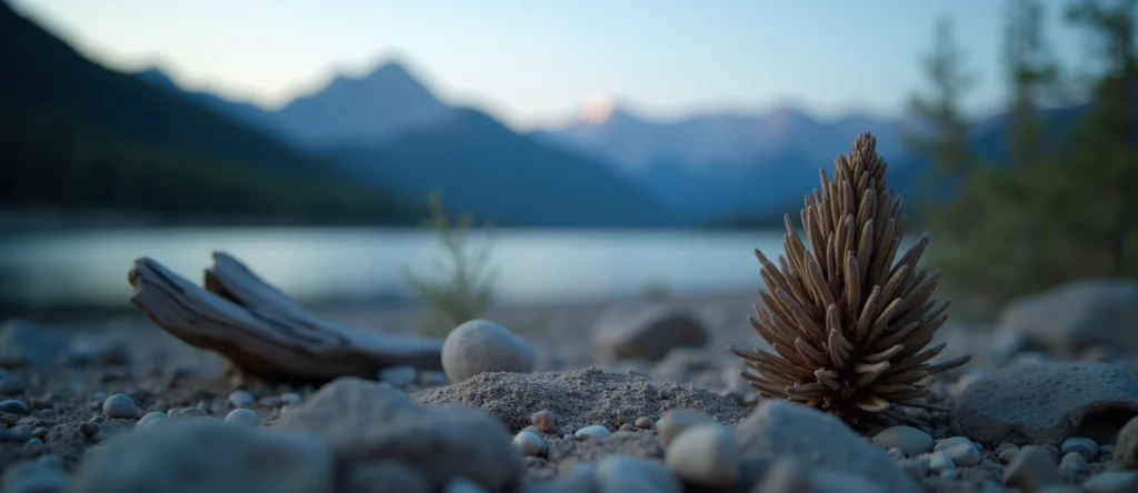 Symbolizing Seed/New Beginning: A local Sierra Juniper single pine seed on dry earth. - AI Generated