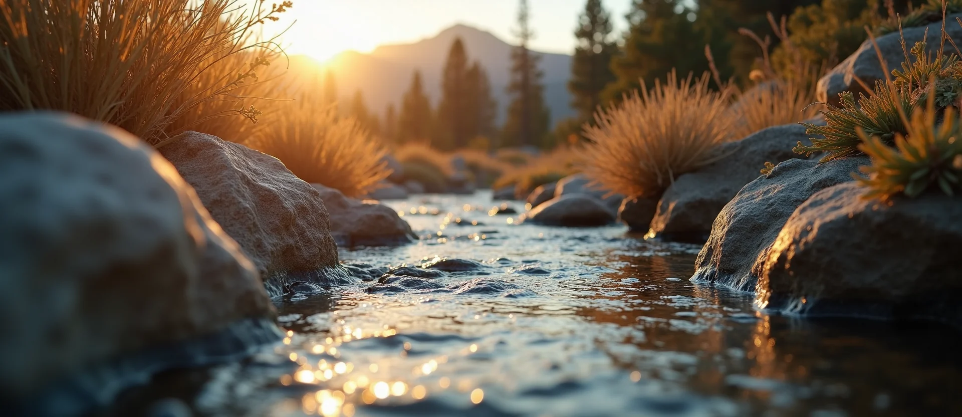 Symbolizing Flow/Cleansing: A local Rabbitbrush smooth Truckee river stones. - AI Generated