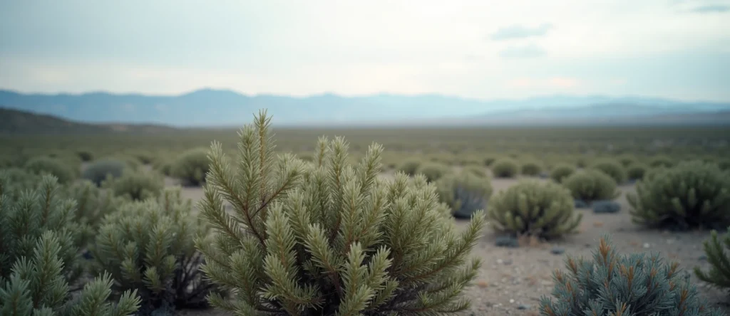 Symbolizing Stability/Peak: A local Rabbitbrush distant Sierra horizon. - AI Generated