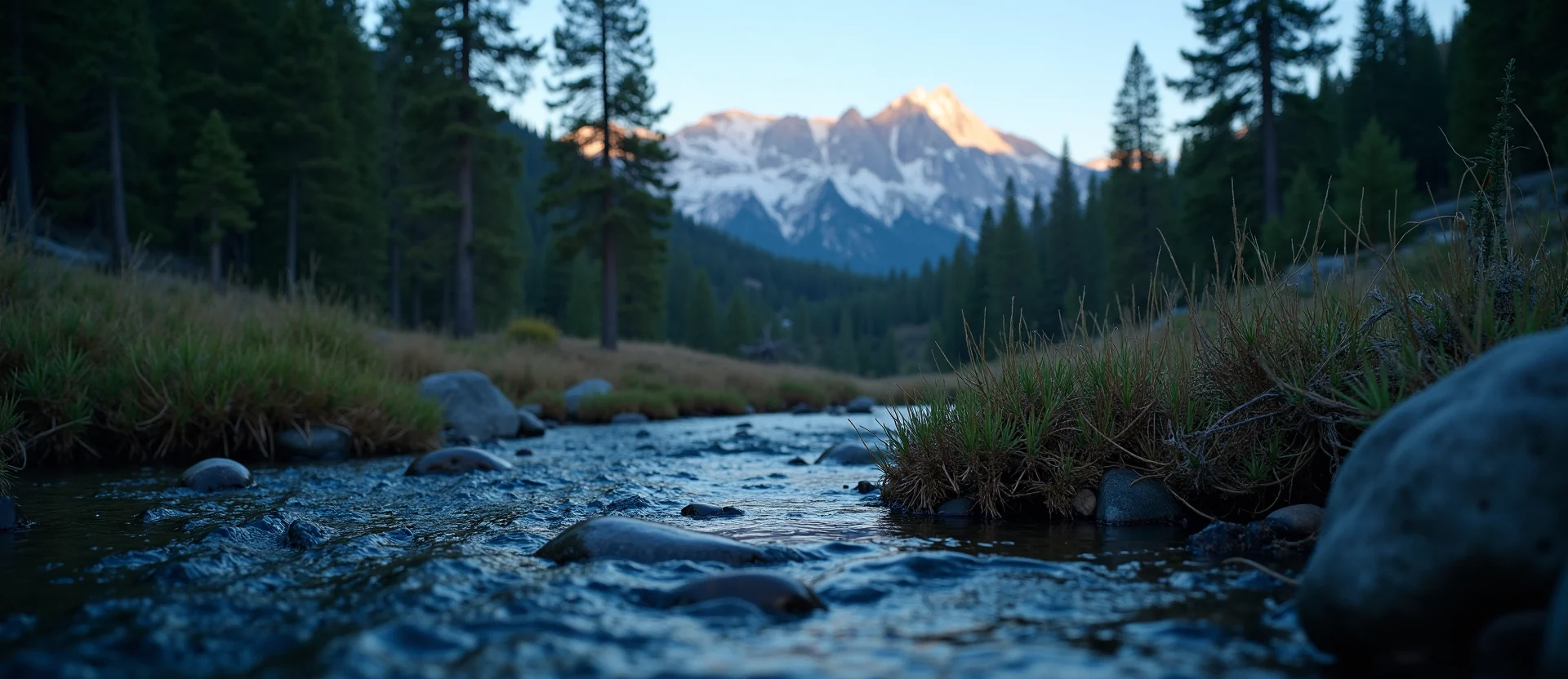 Symbolizing Flow/Cleansing: A local Sierra Juniper clear cold snowmelt stream. - AI Generated