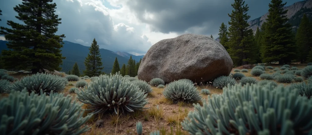 Symbolizing Stability/Peak: A local Ponderosa Pine unshakable boulder. - AI Generated