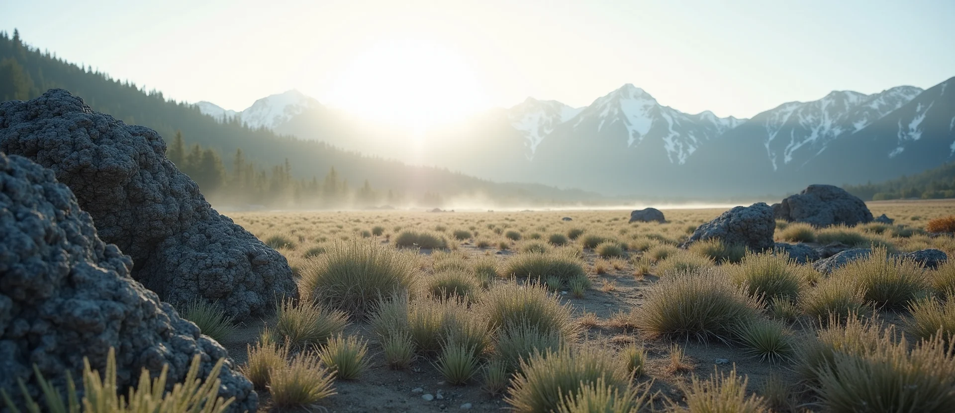 Symbolizing Stability/Peak: A local Rabbitbrush distant Sierra horizon. - AI Generated