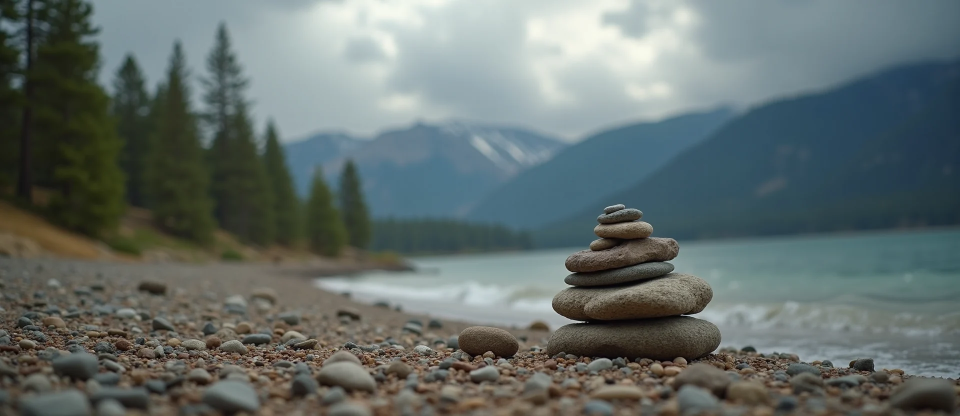 Symbolizing Stability/Peak: A local Quaking Aspen ancient rock cairn. - AI Generated