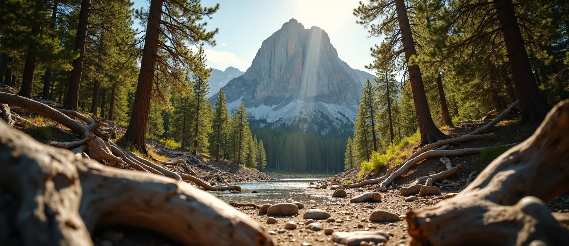 Symbolizing Stability/Peak: A local Quaking Aspen jagged granite peak. - AI Generated