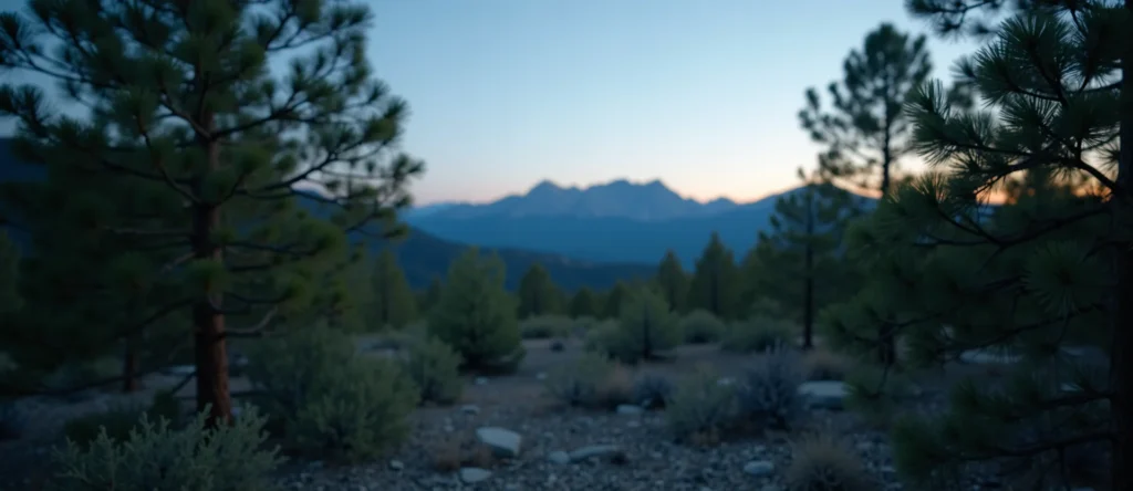 Symbolizing Stability/Peak: A local Sierra Juniper distant Sierra horizon. - AI Generated