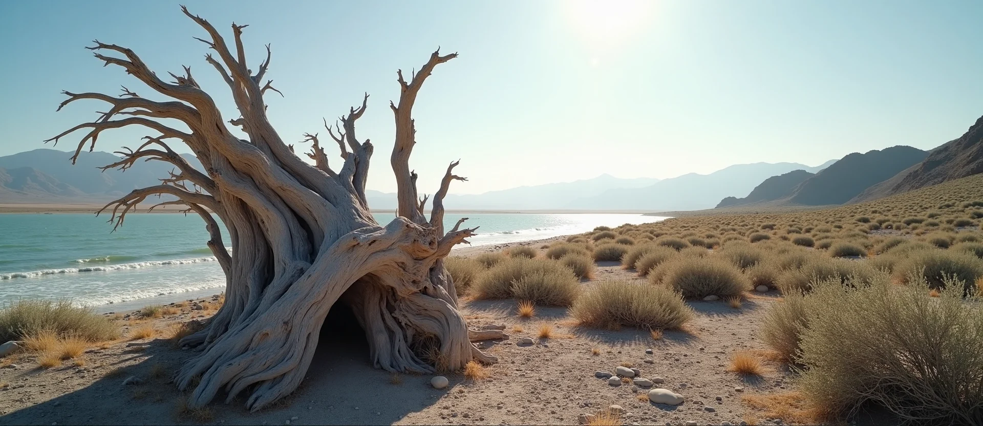 Symbolizing Growth/Resilience: A local Sagebrush (Artemisia tridentata) sturdy weathered tree trunk. - AI Generated