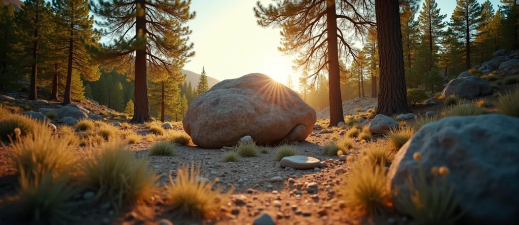 Symbolizing Stability/Peak: A local Quaking Aspen unshakable boulder. - AI Generated