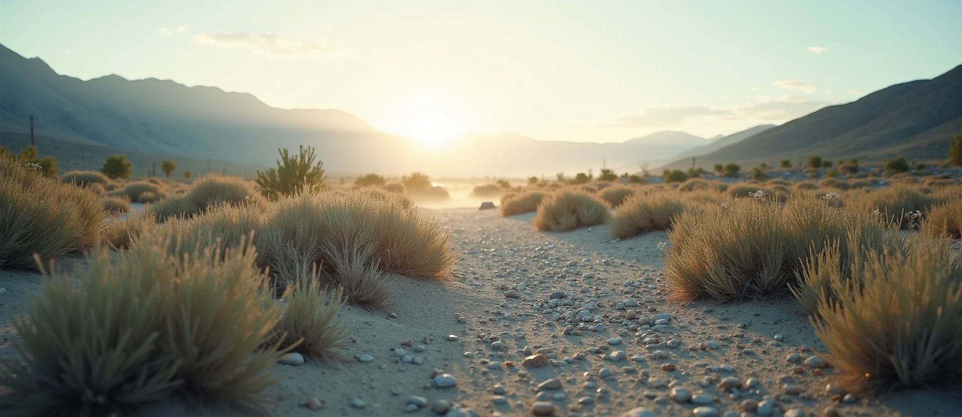 Symbolizing Stability/Peak: A local Desert Peach distant Sierra horizon. - AI Generated
