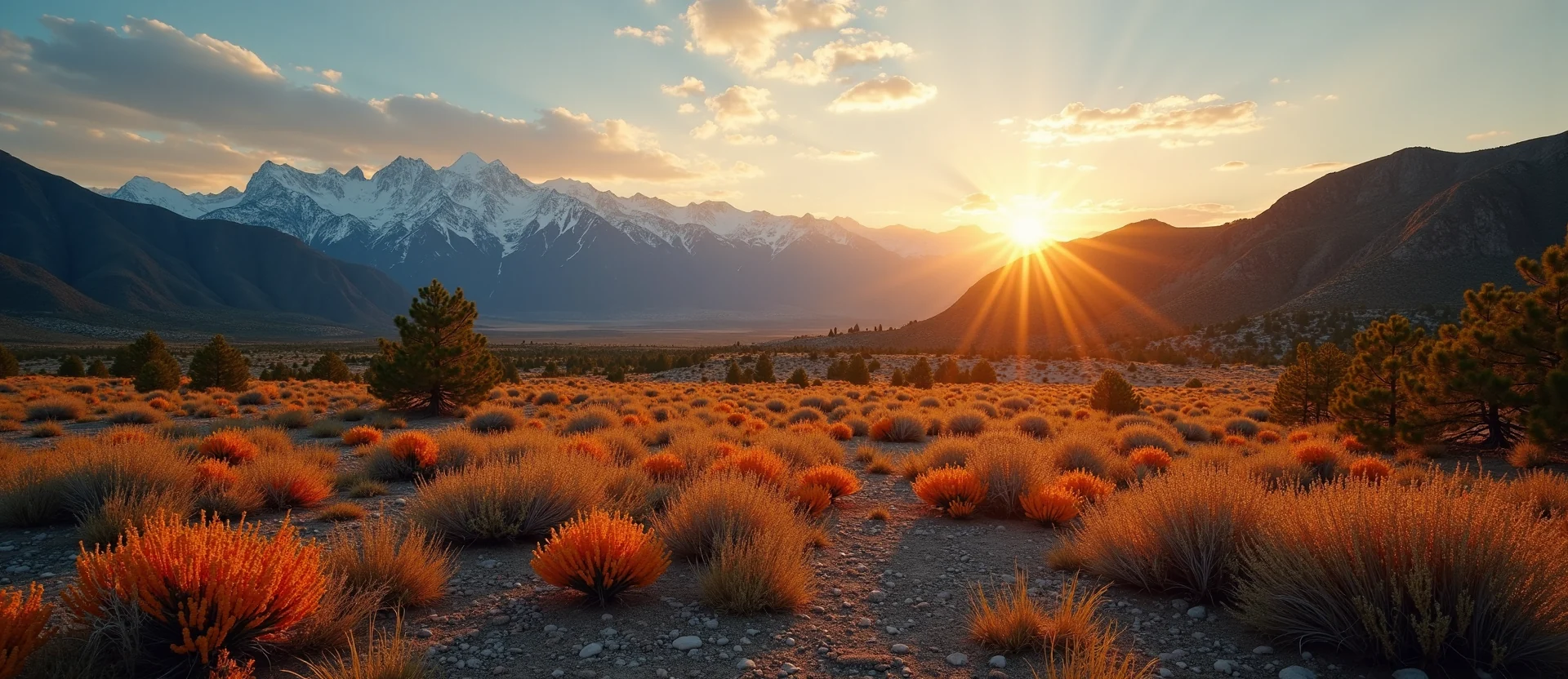 Symbolizing Identity/Local: A local Indian Paintbrush Sierra Nevada skyline. - AI Generated