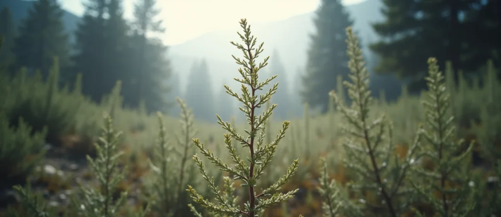 Symbolizing Growth/Resilience: A local Sagebrush (Artemisia tridentata) new branch reaching for the sky. - AI Generated