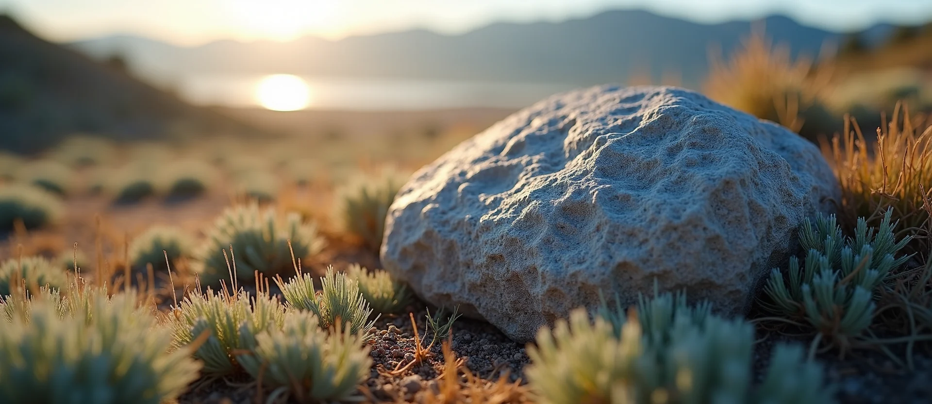 Symbolizing Stability/Peak: A local Rabbitbrush unshakable boulder. - AI Generated