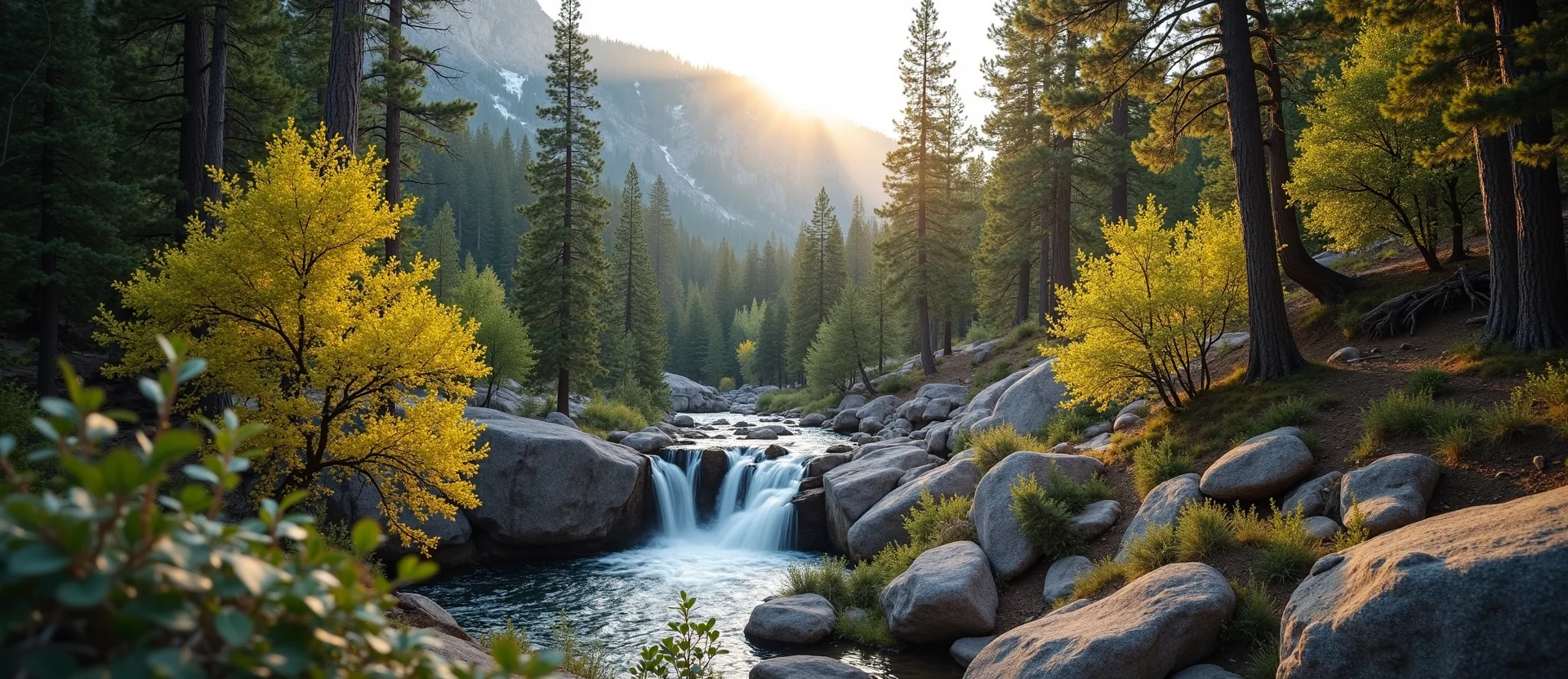 Symbolizing Flow/Cleansing: A local Ponderosa Pine hidden small waterfall. - AI Generated