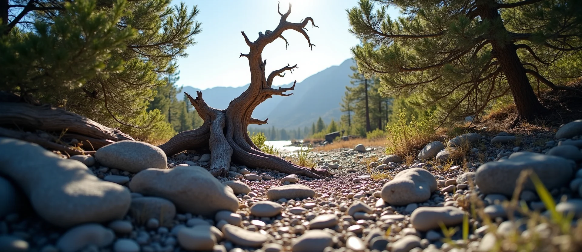 Symbolizing Growth/Resilience: A local Sierra Juniper gnarled juniper roots. - AI Generated