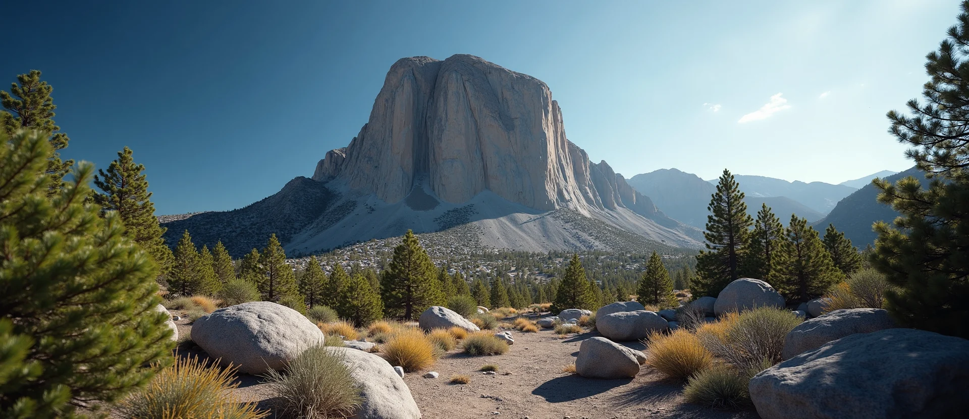 Symbolizing Stability/Peak: A local Mountain Mahogany jagged granite peak. - AI Generated
