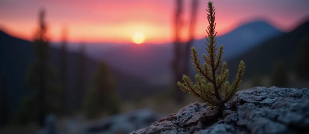 Symbolizing Growth/Resilience: A local Sierra Juniper new branch reaching for the sky. - AI Generated