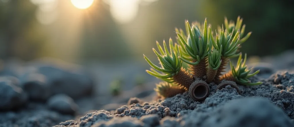 Symbolizing Seed/New Beginning: A local Sierra Juniper new green bud on a branch. - AI Generated