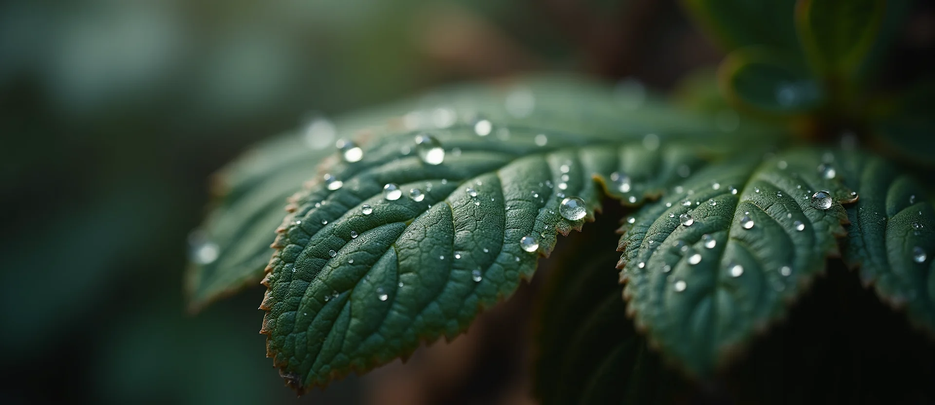 Symbolizing Flow/Cleansing: A local Ponderosa Pine raindrops on desert leaves. - AI Generated