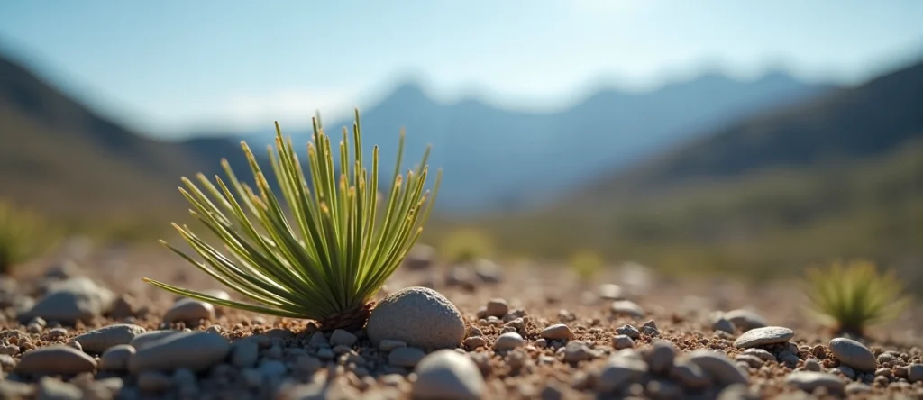 Symbolizing Seed/New Beginning: A local Indian Paintbrush single pine seed on dry earth. - AI Generated