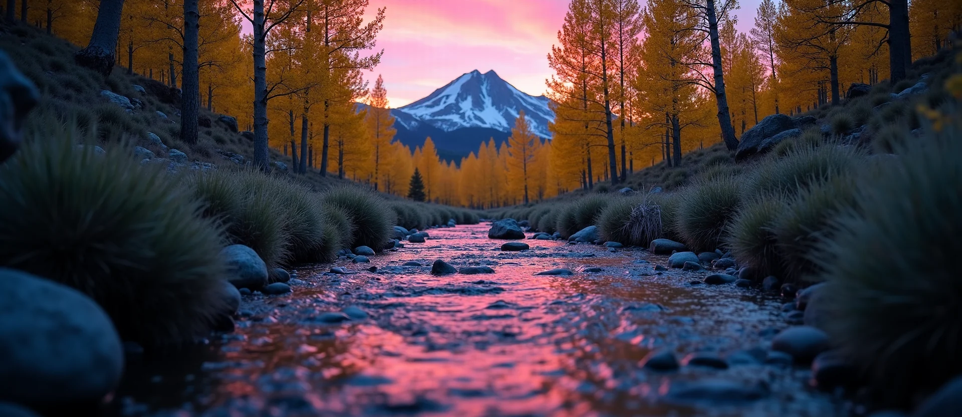 Symbolizing Flow/Cleansing: A local Quaking Aspen clear cold snowmelt stream. - AI Generated