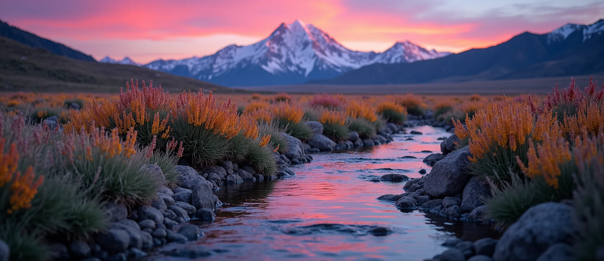 Symbolizing Flow/Cleansing: A local Indian Paintbrush clear cold snowmelt stream. - AI Generated