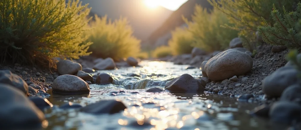 Symbolizing Flow/Cleansing: A local Manzanita hidden small waterfall. - AI Generated