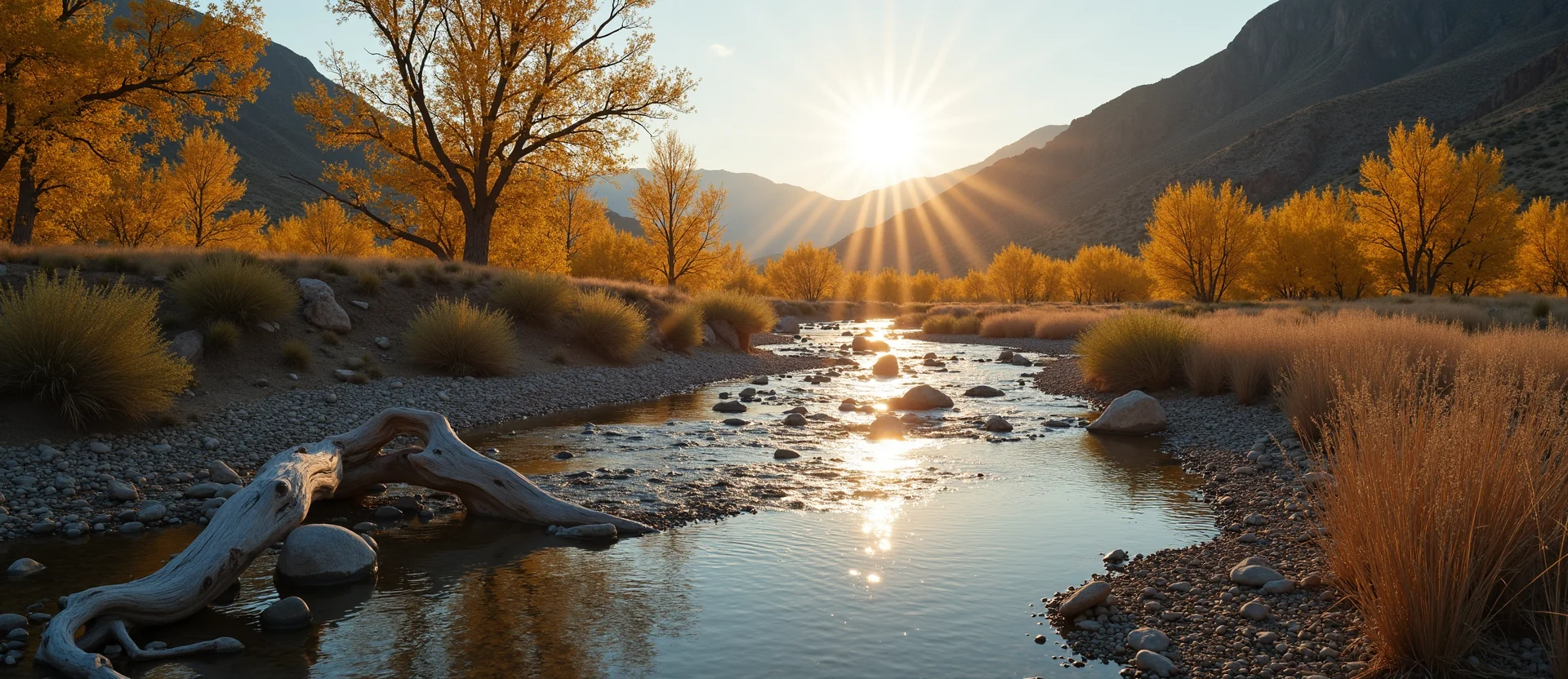 Symbolizing Flow/Cleansing: A local Quaking Aspen clear cold snowmelt stream. - AI Generated