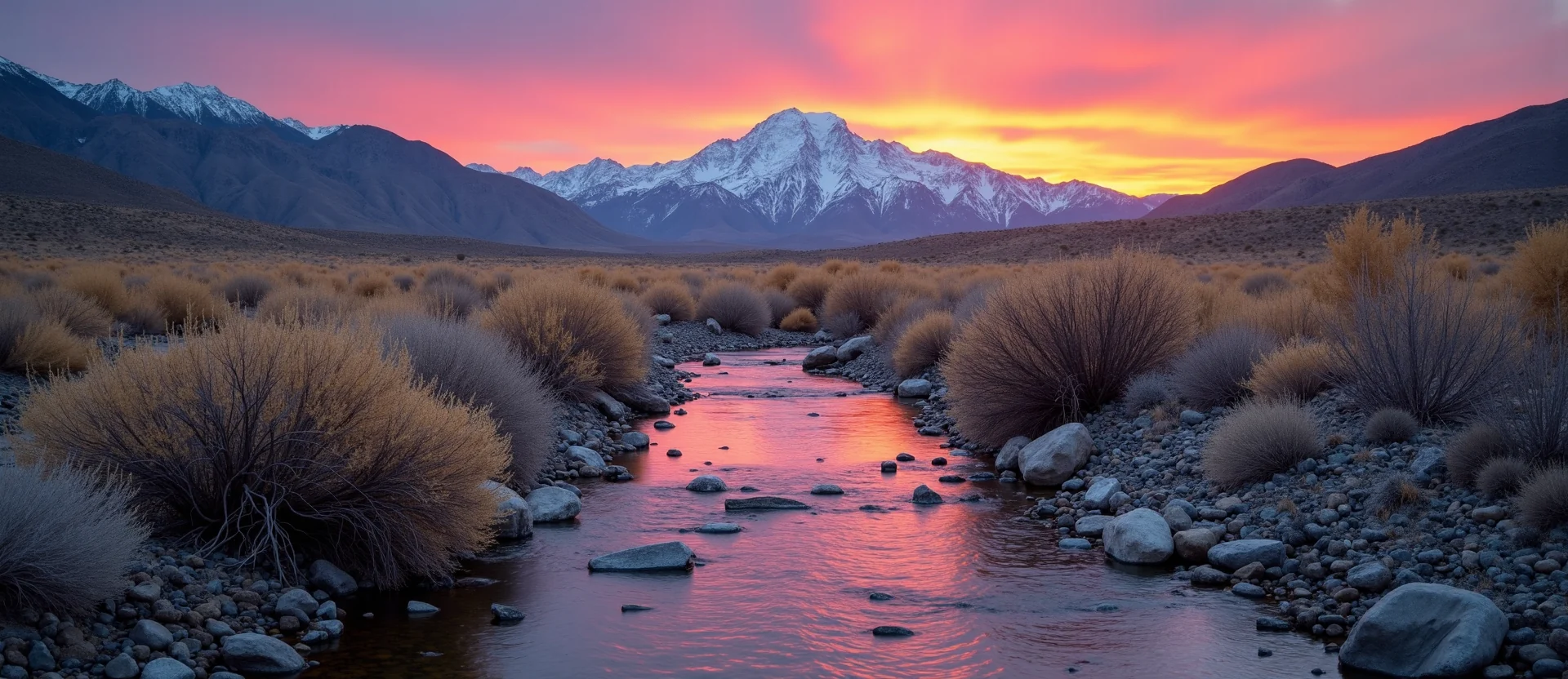 Symbolizing Flow/Cleansing: A local Rabbitbrush clear cold snowmelt stream. - AI Generated