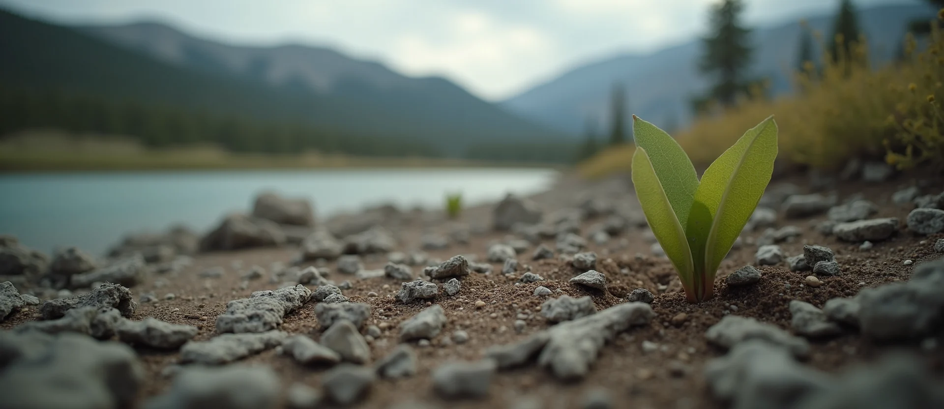 Symbolizing Seed/New Beginning: A local Quaking Aspen shoot emerging from cracked soil. - AI Generated