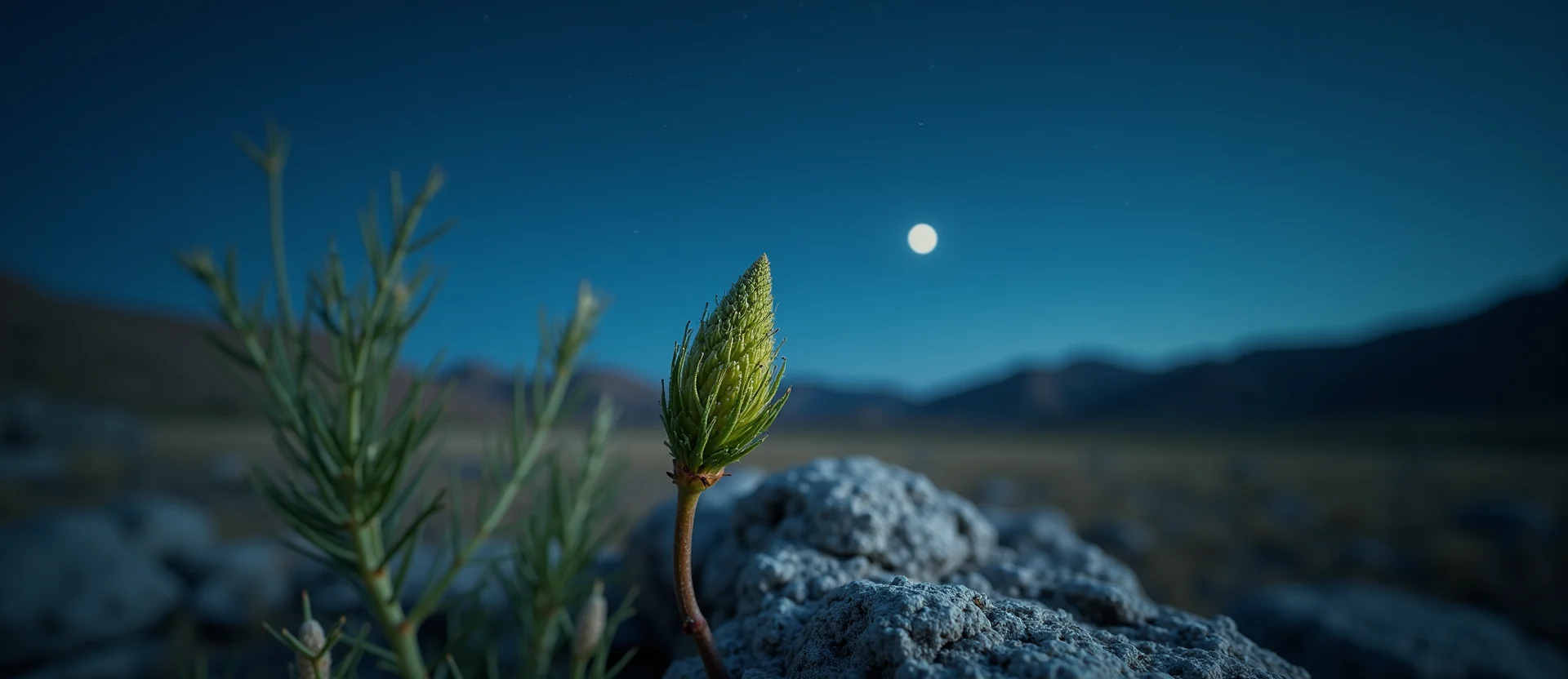 Symbolizing Seed/New Beginning: A local Sagebrush (Artemisia tridentata) new green bud on a branch. - AI Generated