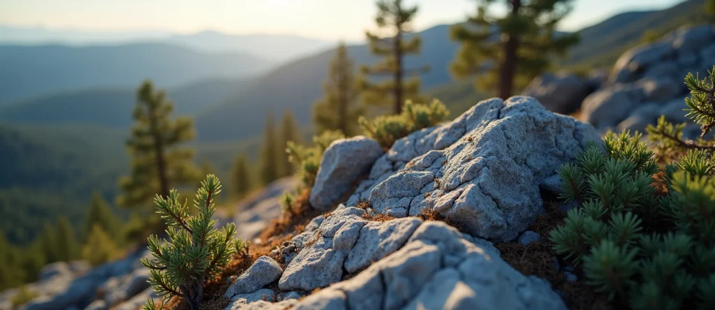 Symbolizing Stability/Peak: A local Sierra Juniper jagged granite peak. - AI Generated