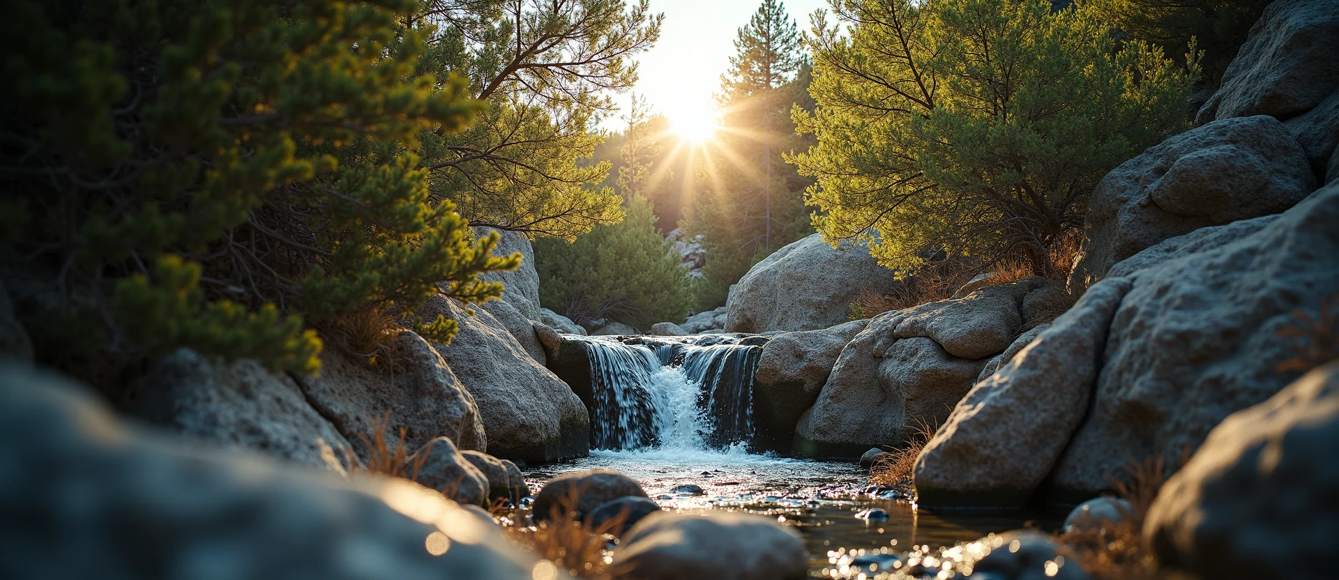 Symbolizing Flow/Cleansing: A local Manzanita hidden small waterfall. - AI Generated