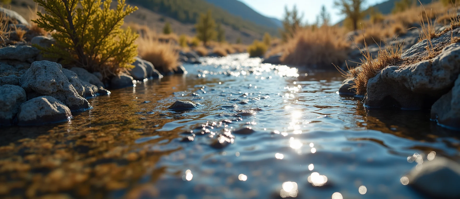 Symbolizing Flow/Cleansing: A local Manzanita clear cold snowmelt stream. - AI Generated