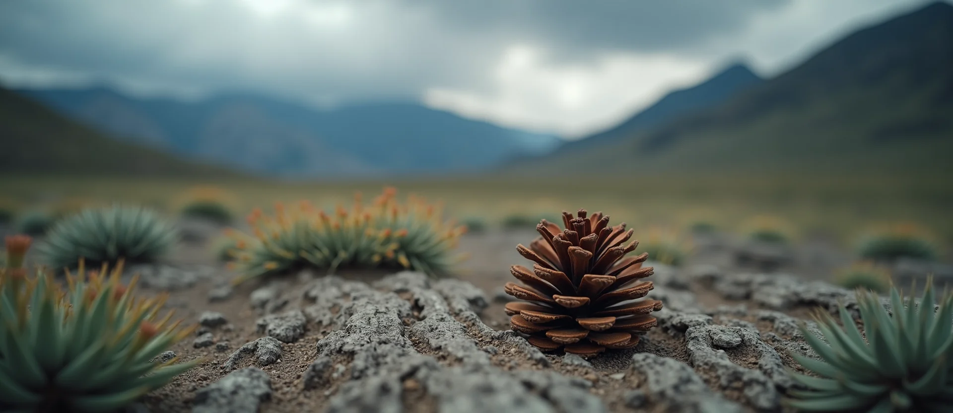 Symbolizing Seed/New Beginning: A local Indian Paintbrush opening pine cone. - AI Generated
