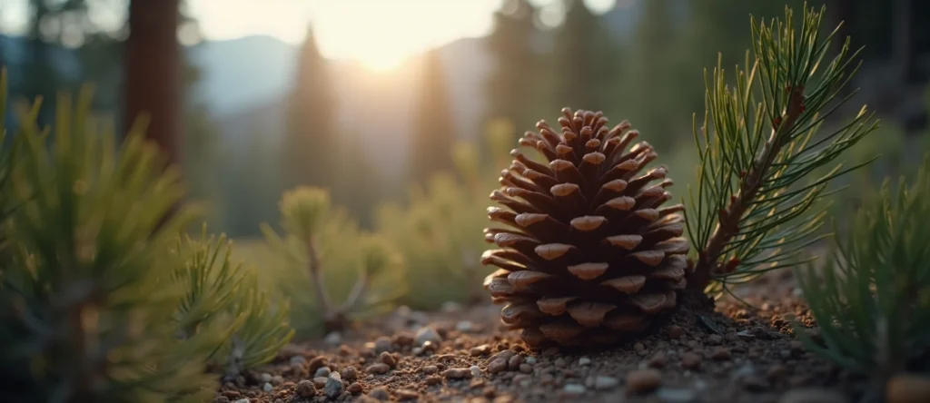 Symbolizing Seed/New Beginning: A local Mountain Mahogany opening pine cone. - AI Generated