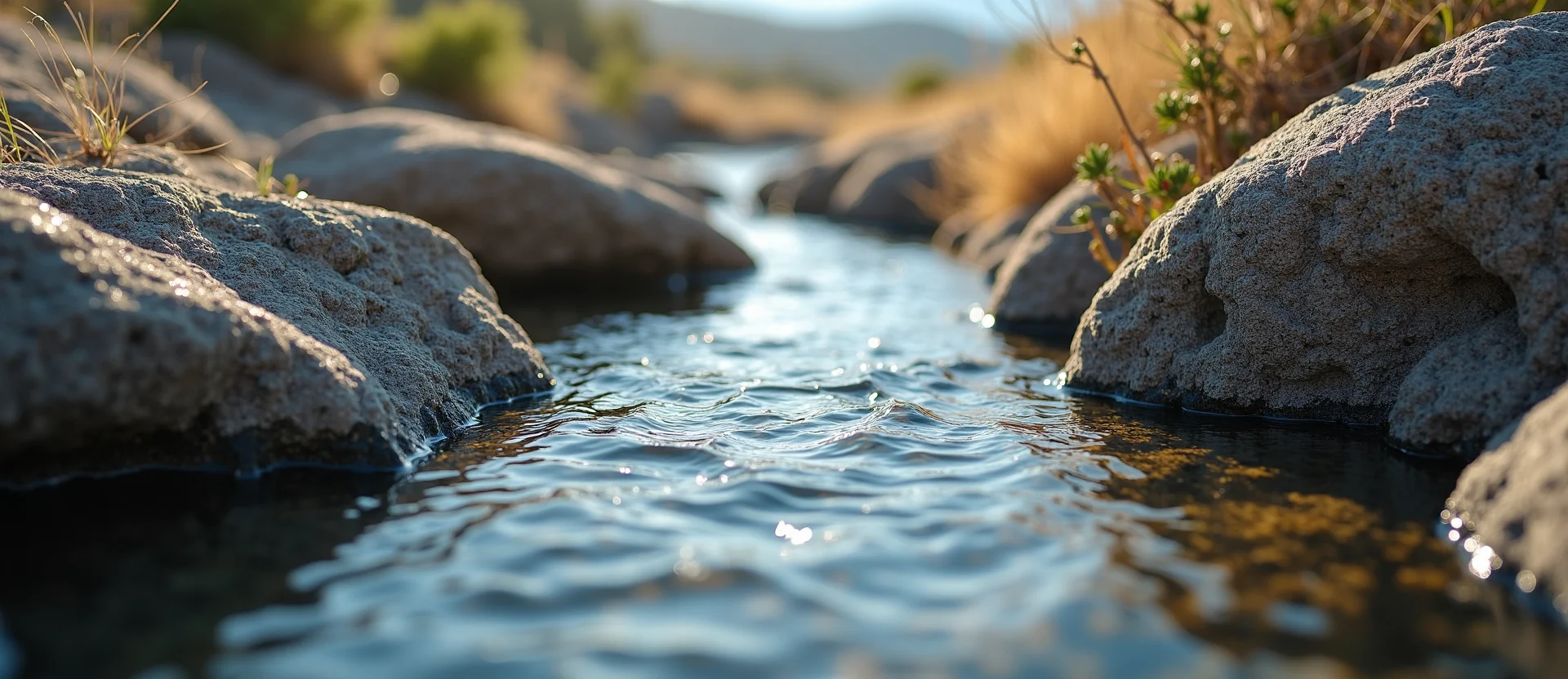 Symbolizing Flow/Cleansing: A local Bitterbrush clear cold snowmelt stream. - AI Generated