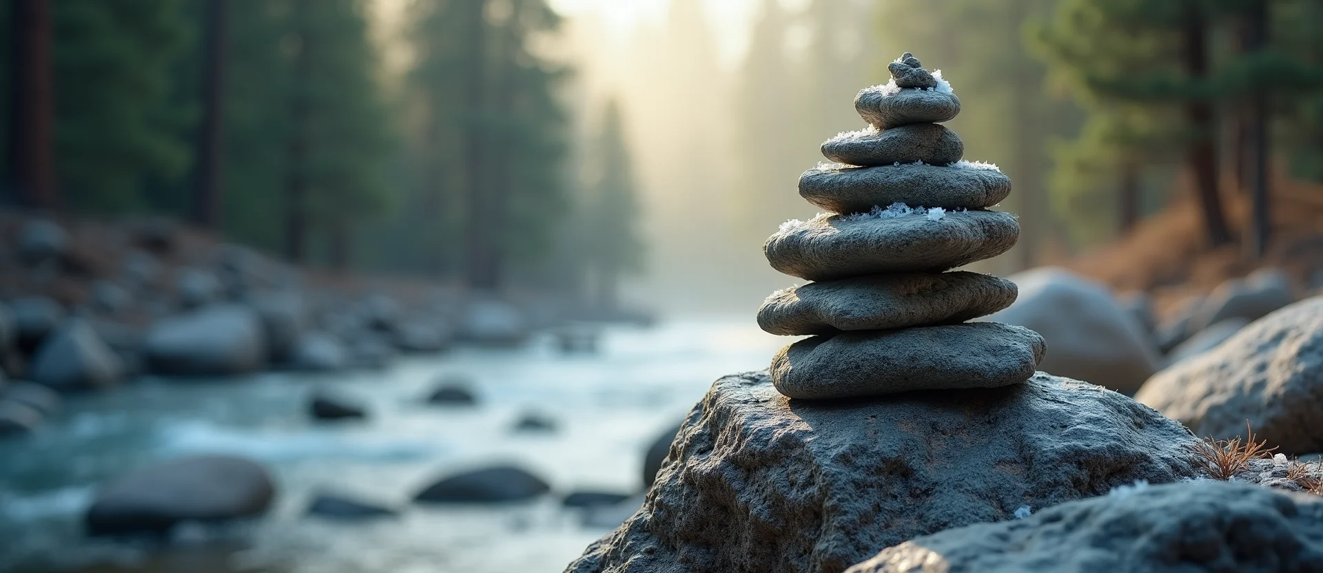 Symbolizing Stability/Peak: A local Ponderosa Pine ancient rock cairn. - AI Generated