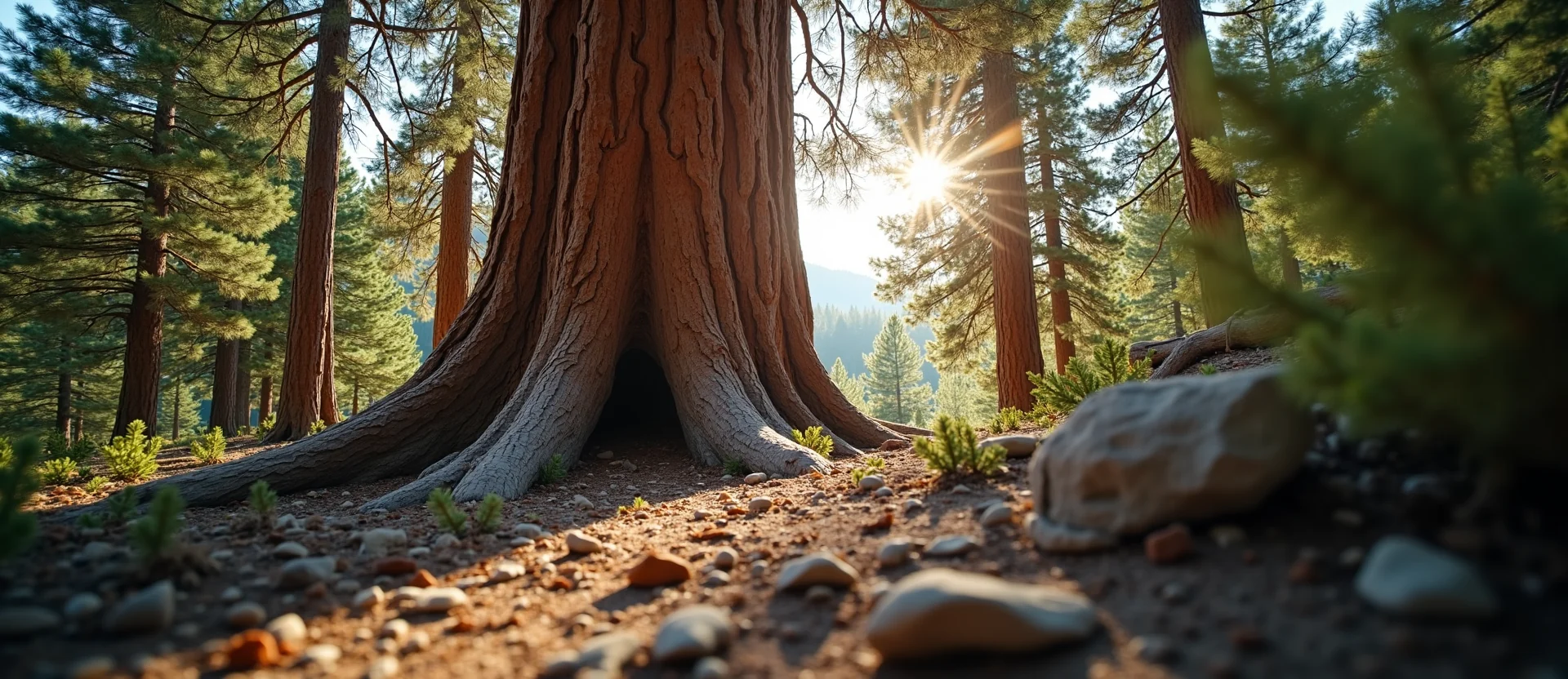 Symbolizing Growth/Resilience: A local Ponderosa Pine sturdy weathered tree trunk. - AI Generated